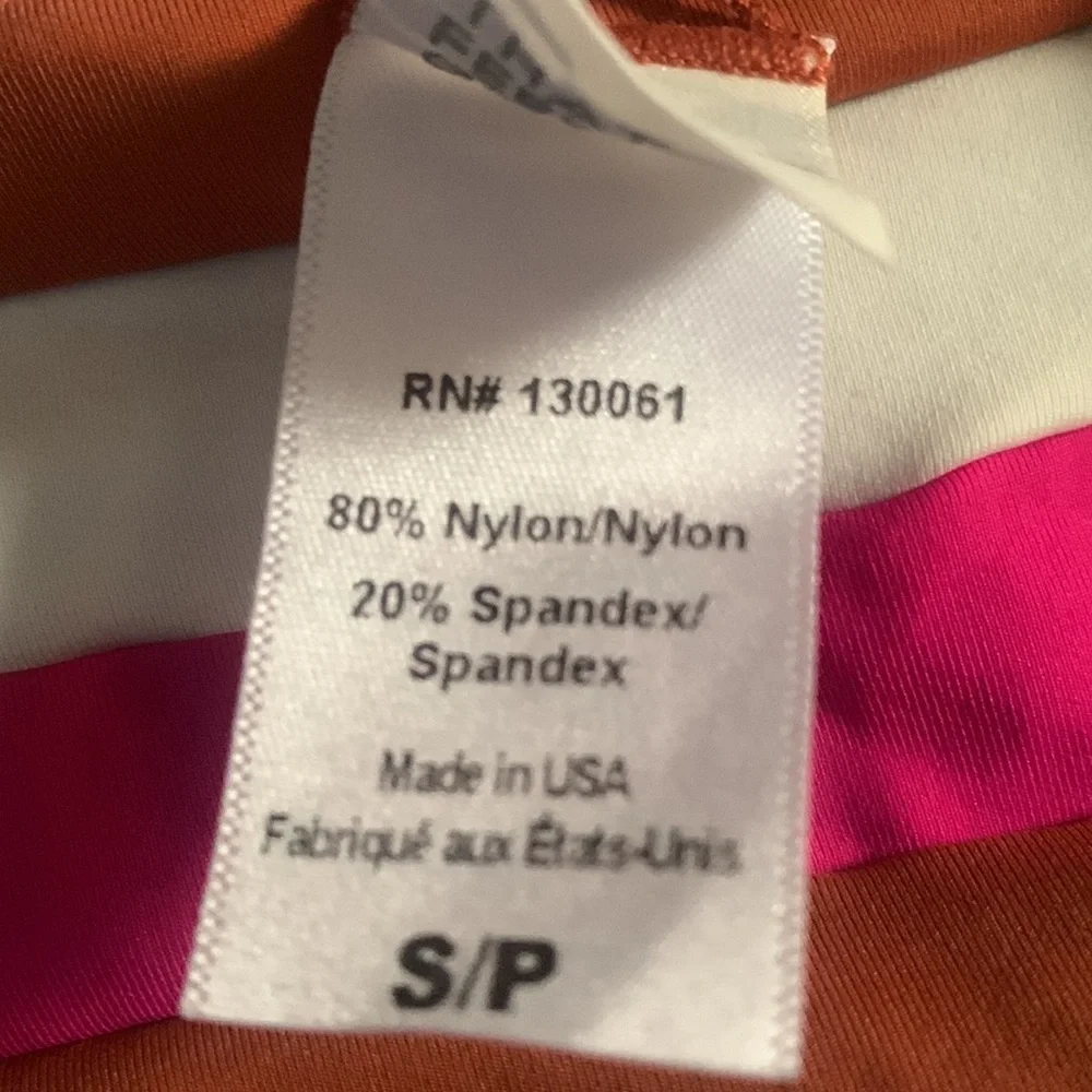 NWT L*SPACE  Rebel stripe top And bottom set amber / bougainvillea /cream small